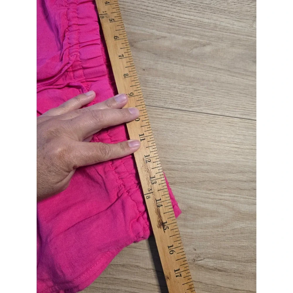 H&M Women Linen Blend Wide Leg Pants Med Pink Drawstring vacation travel beach